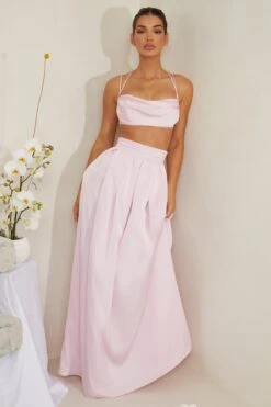 Pleated Heavy Satin Maxi Skirt In Pink 19 Pleated Heavy Satin Maxi Skirt In Pink -Glam Dress Store 6985 6986 5 Dulcie Edyta Pink Cowl Neck Top Pleated Satin Skirt e74b266f 86bc 496e 9fc9 39a36cf67048