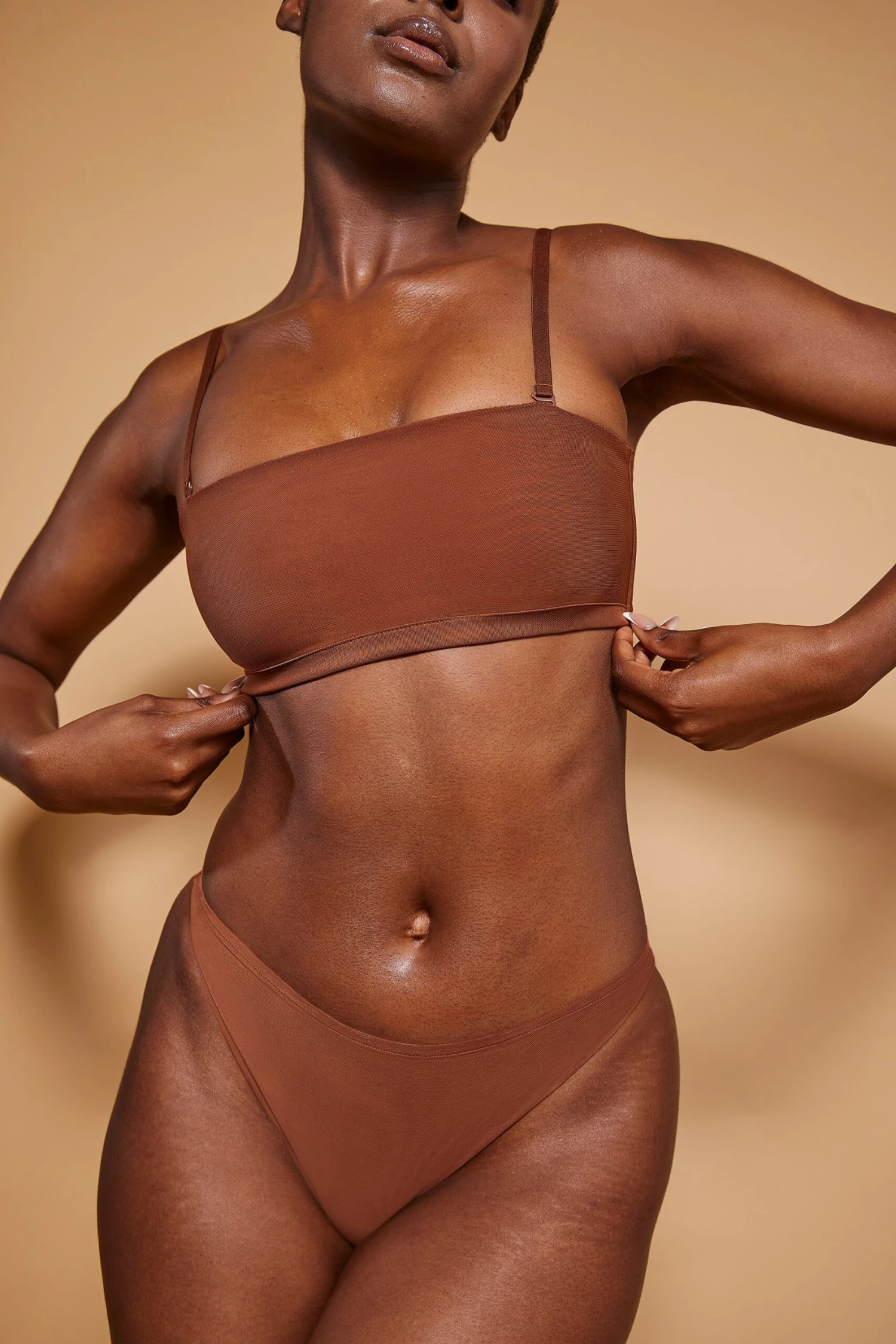 Soft Mesh Bandeau Bra In Chestnut 6 Soft Mesh Bandeau Bra In Chestnut - Image 4