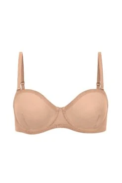 Soft Mesh Strapless Bra In Warm Peach
