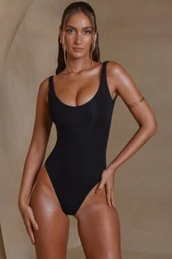 Scoop Neck Bodysuit In Black -Glam Dress Store 7248 2 Reese Black Bodysuit