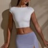 Mid Rise Bodycon Ultra Mini Skirt With Split In Lilac Grey -Glam Dress Store 7252 3 Tula Lilac Grey Split Mid Rise Mini Skirt