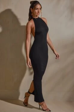 Halter Neck Low Back Maxi Dress In Black 14 Halter Neck Low Back Maxi Dress In Black -Glam Dress Store 7259 9 Tandi Black Halter Low Back Maxi