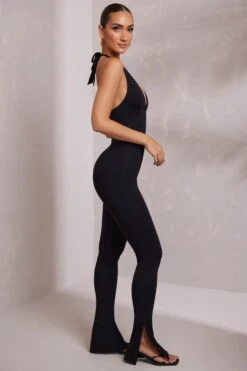 Halter Neck Plunge Jumpsuit In Black -Glam Dress Store 7319 7 Keava Black Plunge Jumpsuit 066dddee 4df4 49c0 9a30 eff83e0174bc