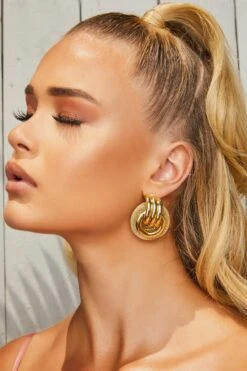 1988 18k Gold Plated Hoop Earrings -Glam Dress Store 80r 5 gold hoop earring f21216e5 dfb7 4c0e 8934 b3d84ddbebc9