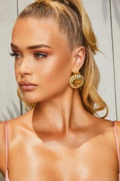 1988 18k Gold Plated Hoop Earrings -Glam Dress Store 80r 7 gold hoop earring