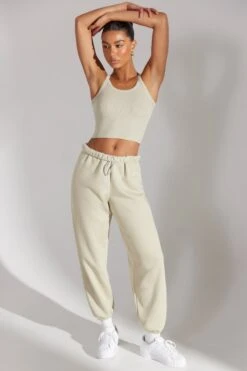 Oversized Joggers In Limestone -Glam Dress Store BT0507 1 Limestone Cap Sleeve Boyfriend Tee