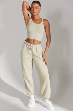 Oversized Joggers In Limestone -Glam Dress Store BT0507 4 Limestone Cap Sleeve Boyfriend Tee