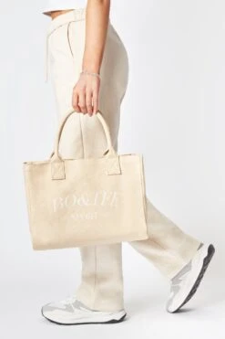 Medium Canvas Tote Bag In Beige 12 Medium Canvas Tote Bag In Beige -Glam Dress Store BT0742 8 Sport Beige Tote Bag