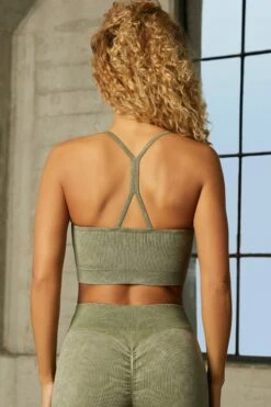 Seamless Sweetheart Neckline Sports Bra In Khaki -Glam Dress Store bt0332 bt0335 10 khaki sweetheart bust ruched butt leggings
