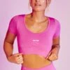 Mindset Seamless Scoop Neck Crop Top In Pink 1 Mindset Seamless Scoop Neck Crop Top In Pink -Glam Dress Store bt0375 bt0386 10 mindset pink crop top superset contour leggings